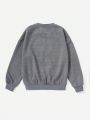 SHEIN Kids KDOMO Tween Girls' Loose Fit Casual Round Neck Drop Shoulder Pullover Sweatshirt