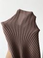 SHEIN Essnce Women'S Solid Color Square-Neck Split Hem Sweater