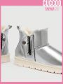 Everyday Collection Women's Fashionable Comfortable And Warm Low-cut Silver Snow Boots