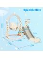 Toddler Slide and Swing Set 4 in 1 Baby Slide Climber Playset with Swing Slide Basketball Kids Slide and Swing Set Indoor Outdoor(White)