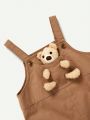Cozy Cub Baby Boys' Suspender Pants With Teddy Bear Embellishment