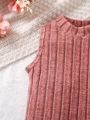 SHEIN Kids EVRYDAY Little Girls' Ribbed Knit Sweater Vest Dress