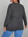 SHEIN CURVE+ Plus Size Women's Long Sleeve Open Front Coat