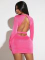 Solid Backless Bodycon Dress