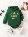 Baby Boy Letter Graphic Hooded Bodysuit