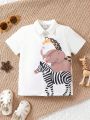 Baby Boys' Spring/Summer White Casual Top With Cute Animal Print