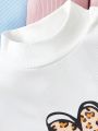 Teen Girls' Love Heart & Leopard Print Long Sleeve T-Shirt