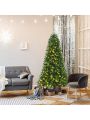 Costway 6ft Pre-lit Hinged Christmas Tree w/ Remote Control & 9 Lighting Modes