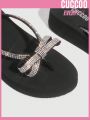 Cuccoo Everyday Collection Cuccoo Women'S Fully Beaded Bowknot Wedge Sandals Slip-Ons