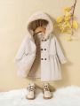 Baby Boy Double Breasted Teddy Lined Hooded Coat