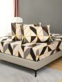 3pcs Fitted Sheet Set Polyester Brushed New Geometric Element Pattern 1 Bed Sheet & 2 Pillowcases
