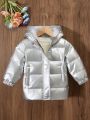 Thickened, Lightweight And Warm Winter Jackets With Silver-color Coating For Baby Boys. Suitable For Outdoors Activities Like Daily Wear, Casual Wear, Sports Wear, Etc.