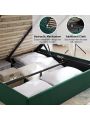 Bed Frame with Storage & Headboard, Upholstered Platform Bed with Hydraulic Storage System, No Box Spring Needed Bed Frame with Wood Slats Support, Easy Assembly
