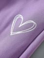 Teen Girl's Leisure Romantic Heart Print Sweatpants