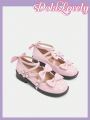 Dola Lovely Women's Pink Bowknot Decorated Flat Shoes