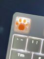 1pc Cute Orange Anti-scratch Light-transmittance Abs Resin Cat Paw Design Keycap Compatible With Cross Shaft Mechanical Keyboard Keycap Decoration