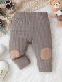 SHEIN Baby Boy Waffle Knit Patched Pants