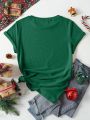 Christmas Printed Round Neck Short Sleeve T-shirt
