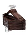 Solid Wooden Hangers 30 Pack, Wood Suit Hangers with Extra Smooth Finish, Precisely Cut Notches & Chrome Swivel Hook, Wooden Clothes Hangers for Shirt Coat Dress