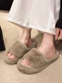 Autumn And Winter Warm Korean Style Furry Slippers, Women's Indoor And Outdoor Simple And Fashionable Casual Slippers