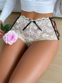 SHEIN Women'S Sexy Fashion Lace Butterfly Decorated Triangle Panties