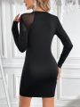 SHEIN Clasi Women's Sheer Mesh Patchwork Bodycon Dress