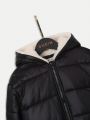 SHEIN Teenage Boys' Casual Hooded -padded Down Jacket, Winter