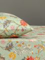 3pcs Fitted Sheet Set, 90g Polyester Flannelette, Plant And Floral Element Patterns, 1 Fitted Sheet And 2 Pillowcases