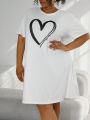 SHEIN CURVE+ Plus Size Heart Printed Homewear Dress