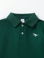 SHEIN Kids EVRYDAY Boys' Dinosaur Embroidery Short Sleeve Polo Shirt