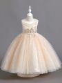 Toddler Girls' Party Dress With Pearl Beaded Embroidery Applique, Net Yarn