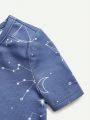 Cozy Cub Baby Boy Snug Fit Pajama Set, Geometric Pattern Round Neck Short Sleeve Pullover And Shorts 4pcs