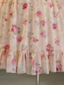 Tween Girls' Vintage Floral Print Soft Wind Long Dress, Suitable For Performance, Wedding, Party Birthday