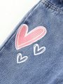 Infant Girls' Heart & Flower Pattern Printed Jeans