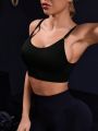SHEIN Yoga Basic Women's Solid Color Adjustable Strap Sports Bra