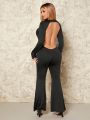 SHEIN SXY New Year Women'S Halter Backless Flared Jumpsuit