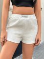 Women's Pure Color Shorts With Text Label