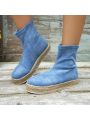 Women's Woven Rope Fashionable Boat Shoes With Anti-slip Sole, Slip-on Ankle Boots, Casual And High Top