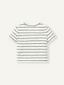 Cozy Cub Baby Boy Striped Pattern Round Neck Half Button-Up Sweater And Solid Casual Pants Two Pieces Outfits