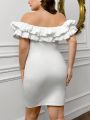 SHEIN Privé Off-Shoulder Slim Fit Elegant Plus Size Women'S Dress