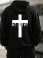 Men's Plus Size Hoodie With Letter Print