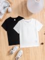 SHEIN Boys' Casual Simple Style Thin Short Sleeve T-shirt For Summer & Autumn