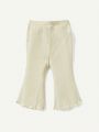 Cozy Cub Baby Girl's Solid Colored Knitted Flared Pants Set With Ruffle Edge