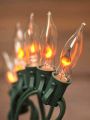 Couah Halloween Lights 10 FT C18 Retro Flickering Flame Lights with 11 Flame Light Bulbs Twinkle Halloween String Lights Indoor and Outdoor Halloween Decoration-Green Wire (1 Spare E12 Base Bulb)