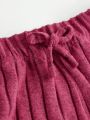 Teenage Girls' Solid Color Ribbed Knit Shorts