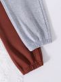 Teen Girls' Two Tone Letter Print Fleece-Lined Sweatpants