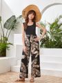 Teen Girls' Tropical Print Splice Jumpsuit For Vacation