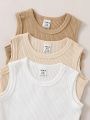 SHEIN 3pcs Baby Boys' Casual Simple Home/Daily/All-Match Comfortable Vest Romper For Spring/Summer