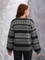 Teenage Girls' Geometric Pattern Long Sleeve Sweater