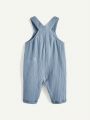 Cozy Cub Baby Boys' Decorative Woven Tape Solid Color Front Pocket Overalls